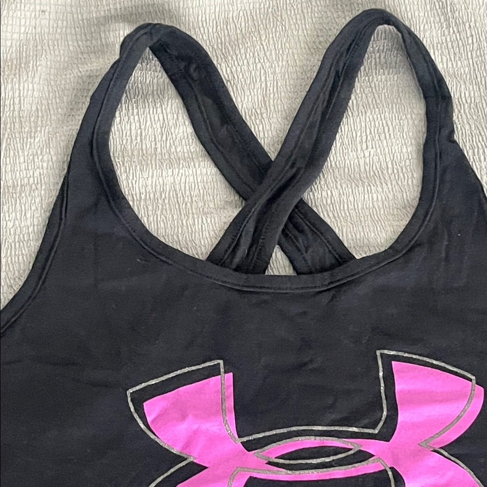 Under Armour Black Tank Top with Pink Logo - Picture 3 of 8